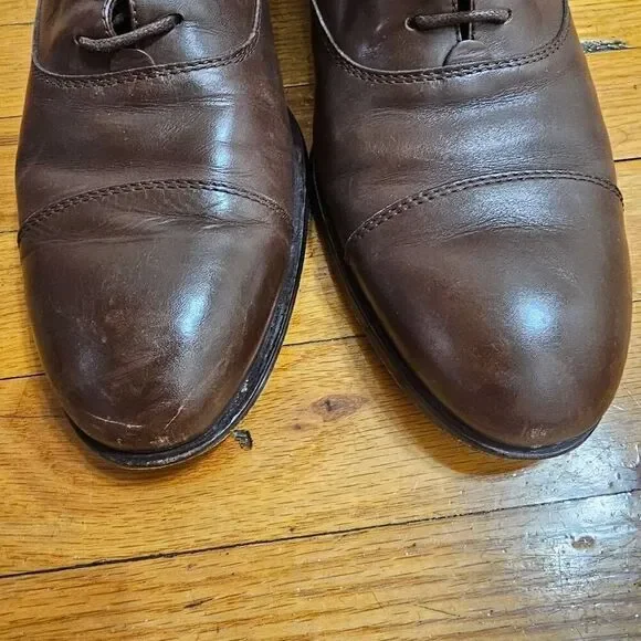 TOD'S Men's Brown Leather Lace Up Oxford Cap Toe Shoes Size 9